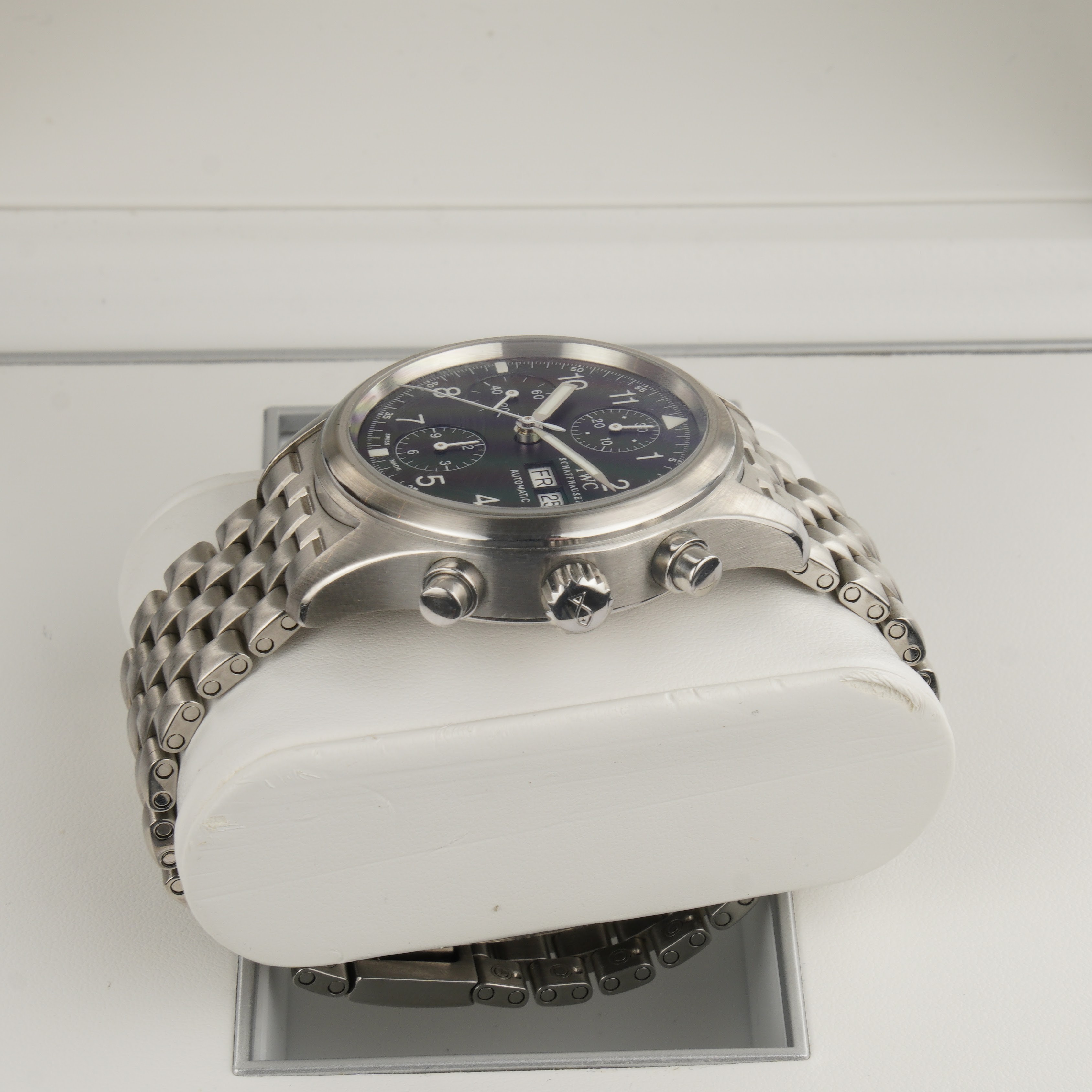 IWC Pilot Chronograph 3706 with steel pyramid bracelet. and IWC service warranty - Image 5