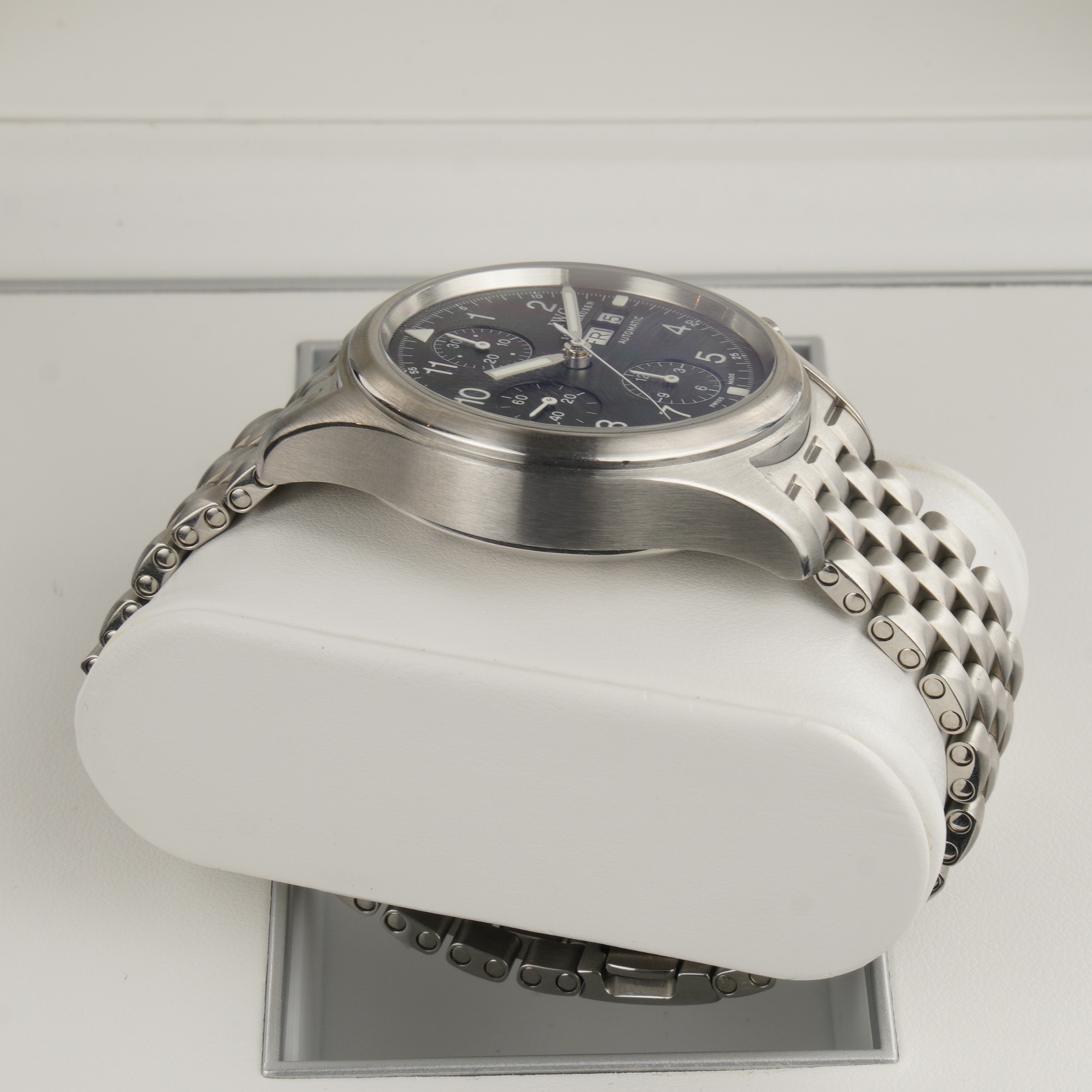 IWC Pilot Chronograph 3706 with steel pyramid bracelet. and IWC service warranty - Image 6