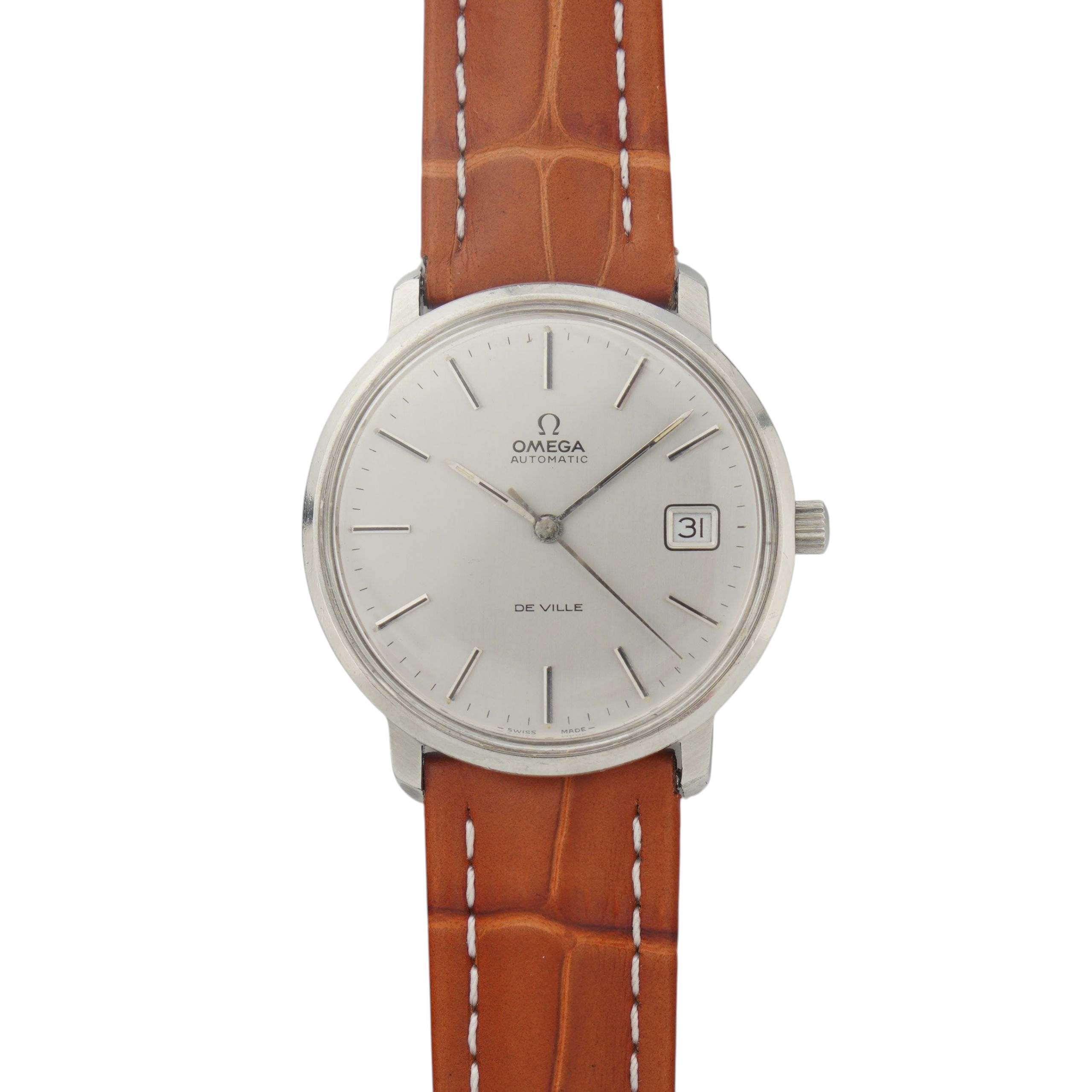 Omega De Ville ref 166.0134 from 1972. 36mm steel case, grey dial and caliber 1012 movement.