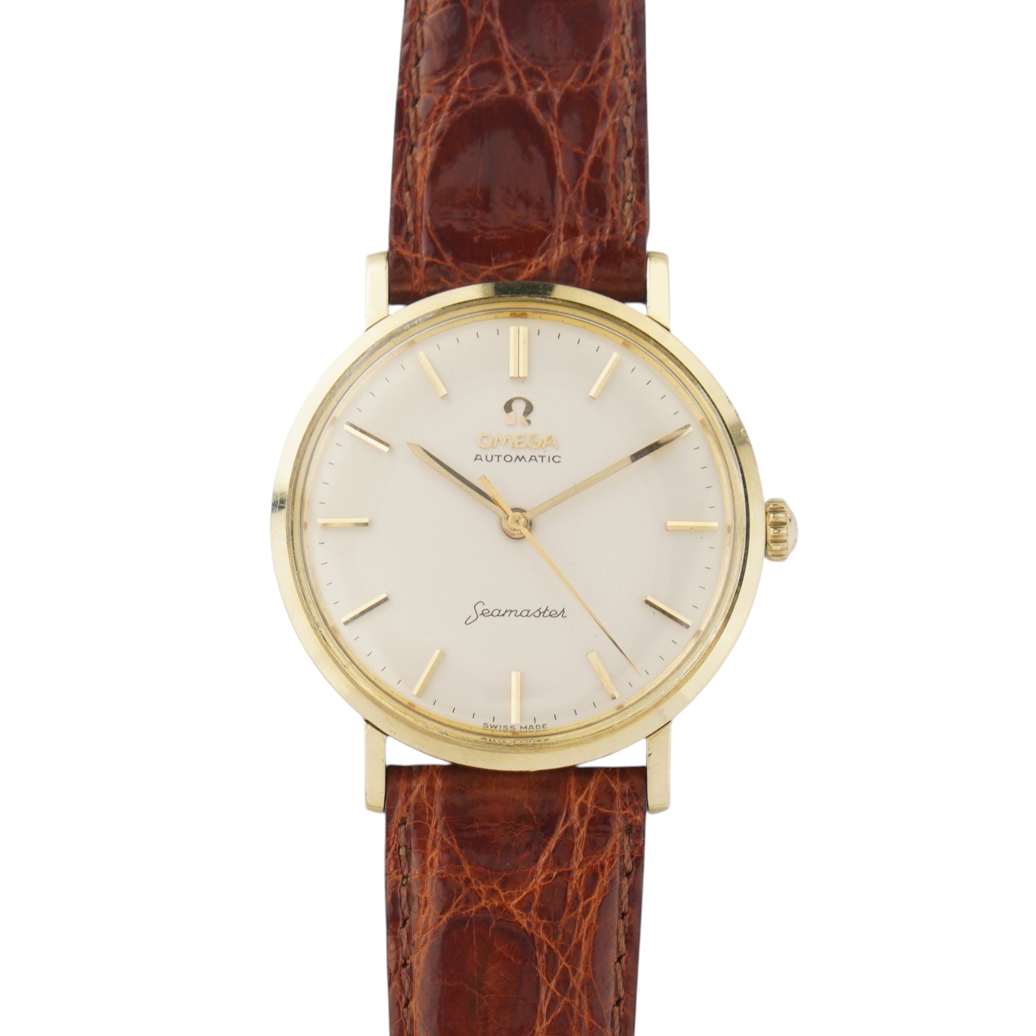 Omega Seamaster De Ville ref 14765 from 1960. Gold/steel case, white dial and serviced cal.552 movement.