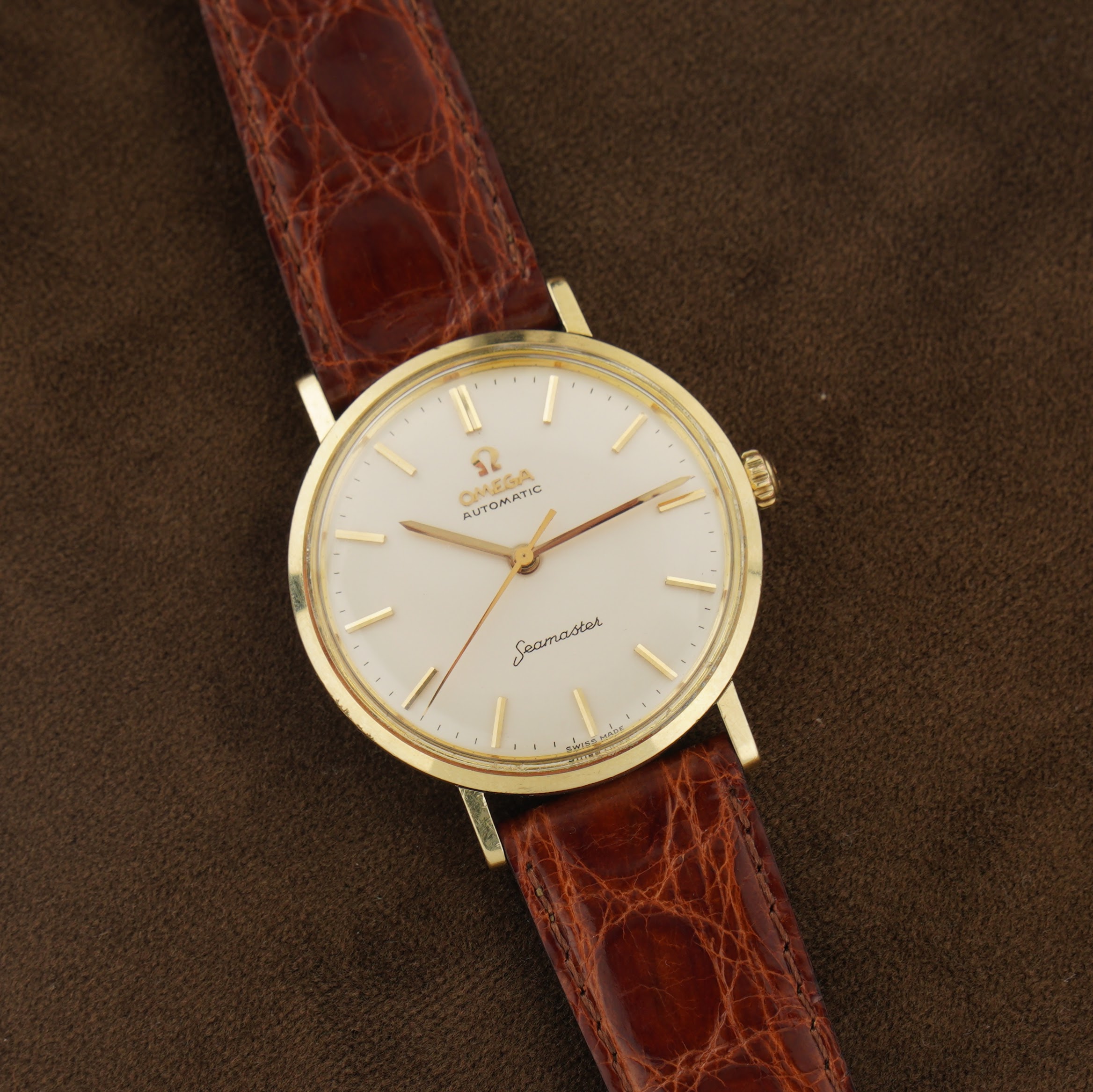Omega Seamaster De Ville ref 14765 from 1960. Gold/steel case, white dial and serviced cal.552 movement.