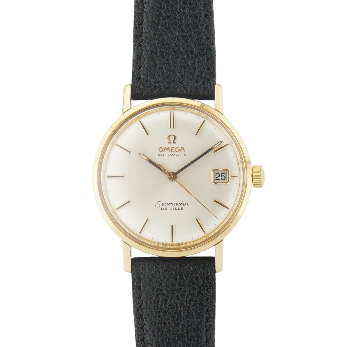 Omega Seamaster De Ville ref.166.020 from 1967. 14k solid gold case, silver dial and with the cal.565 movement.