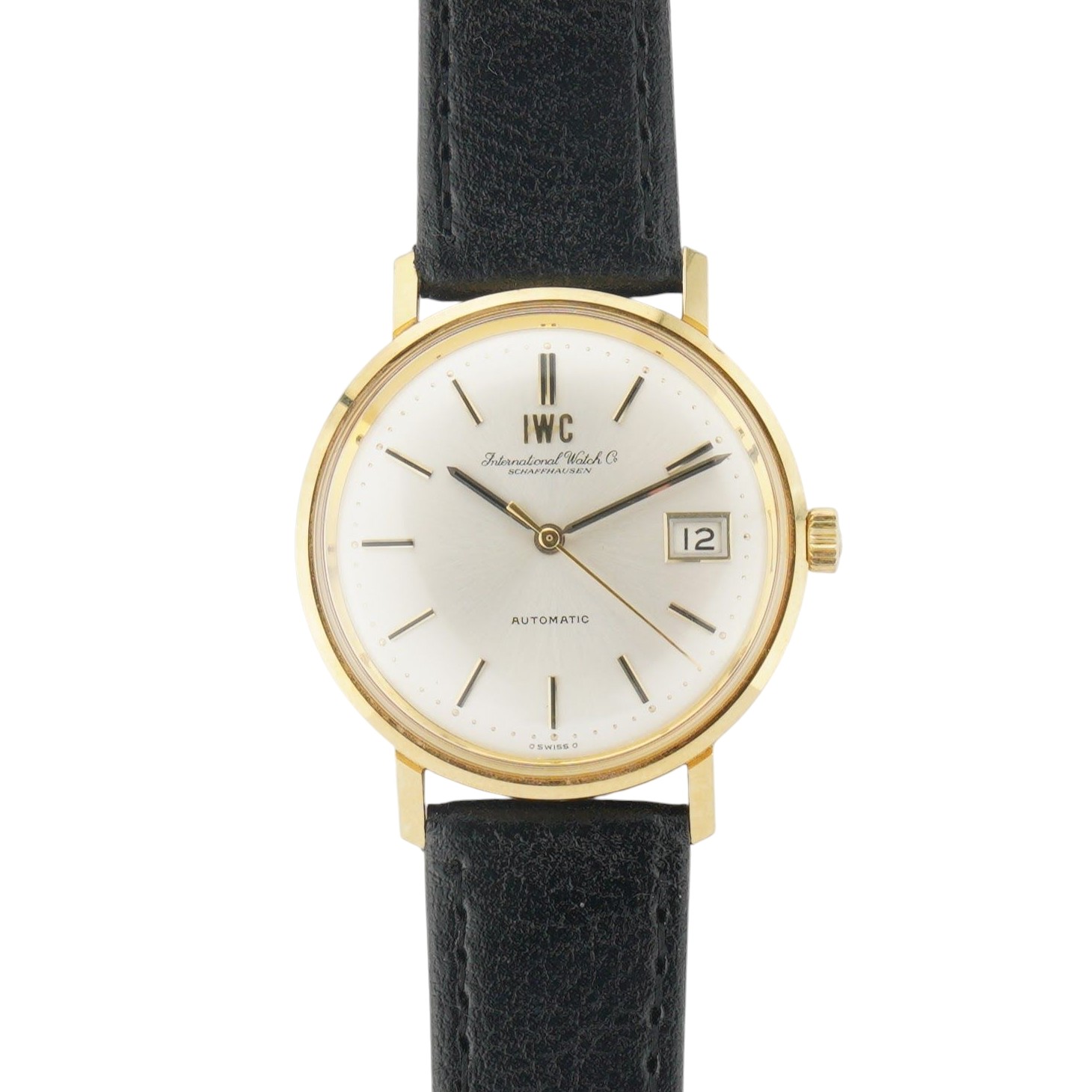 IWC ref.1818AD from 1972. 18k solid gold case, silver-white dial and with the cal. 8541B movement.