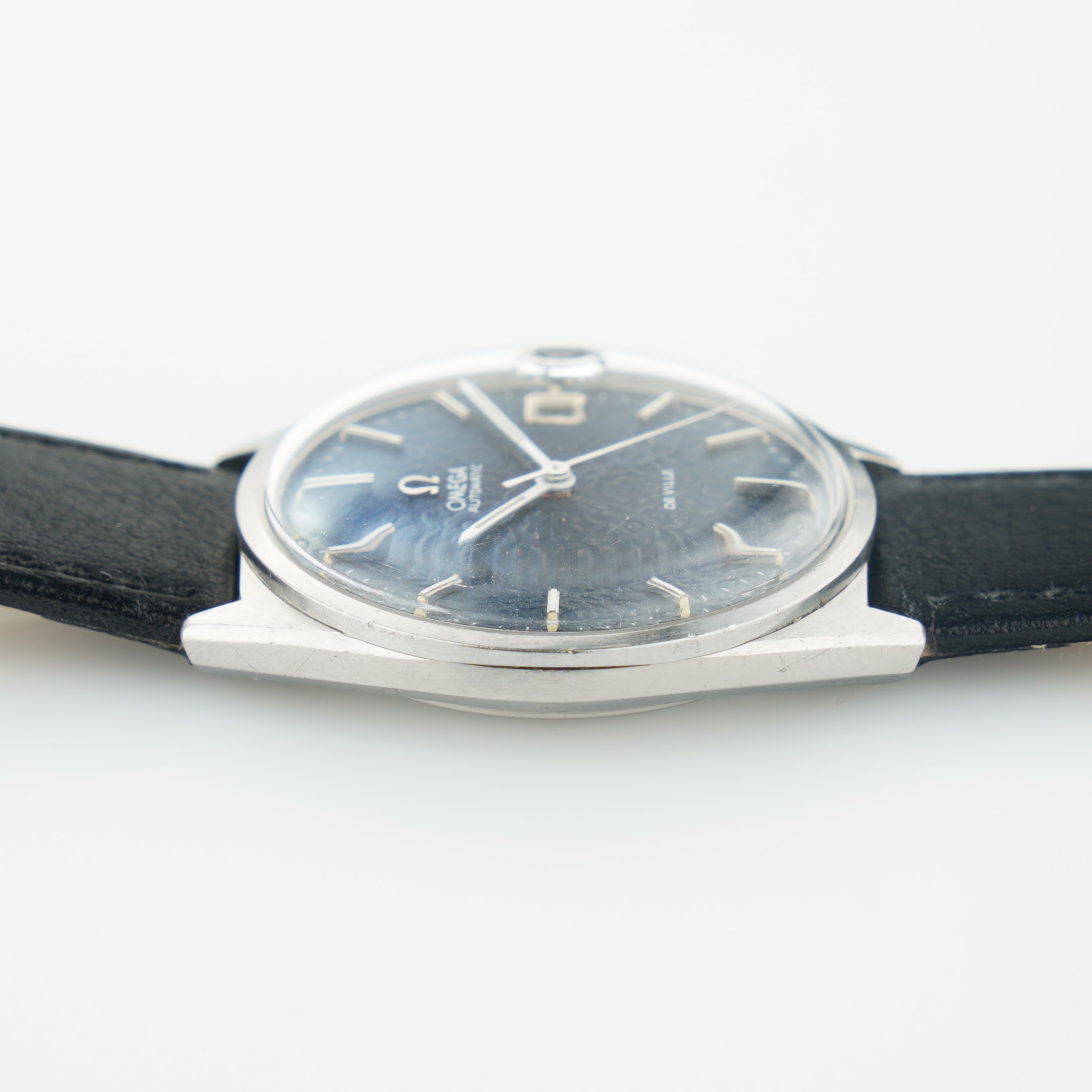 Omega De Ville ref. 166.0105 from 1970. 34,5 mm steel case, rare blue flower pattern dial and automatic cal. 565 movement. - Image 12