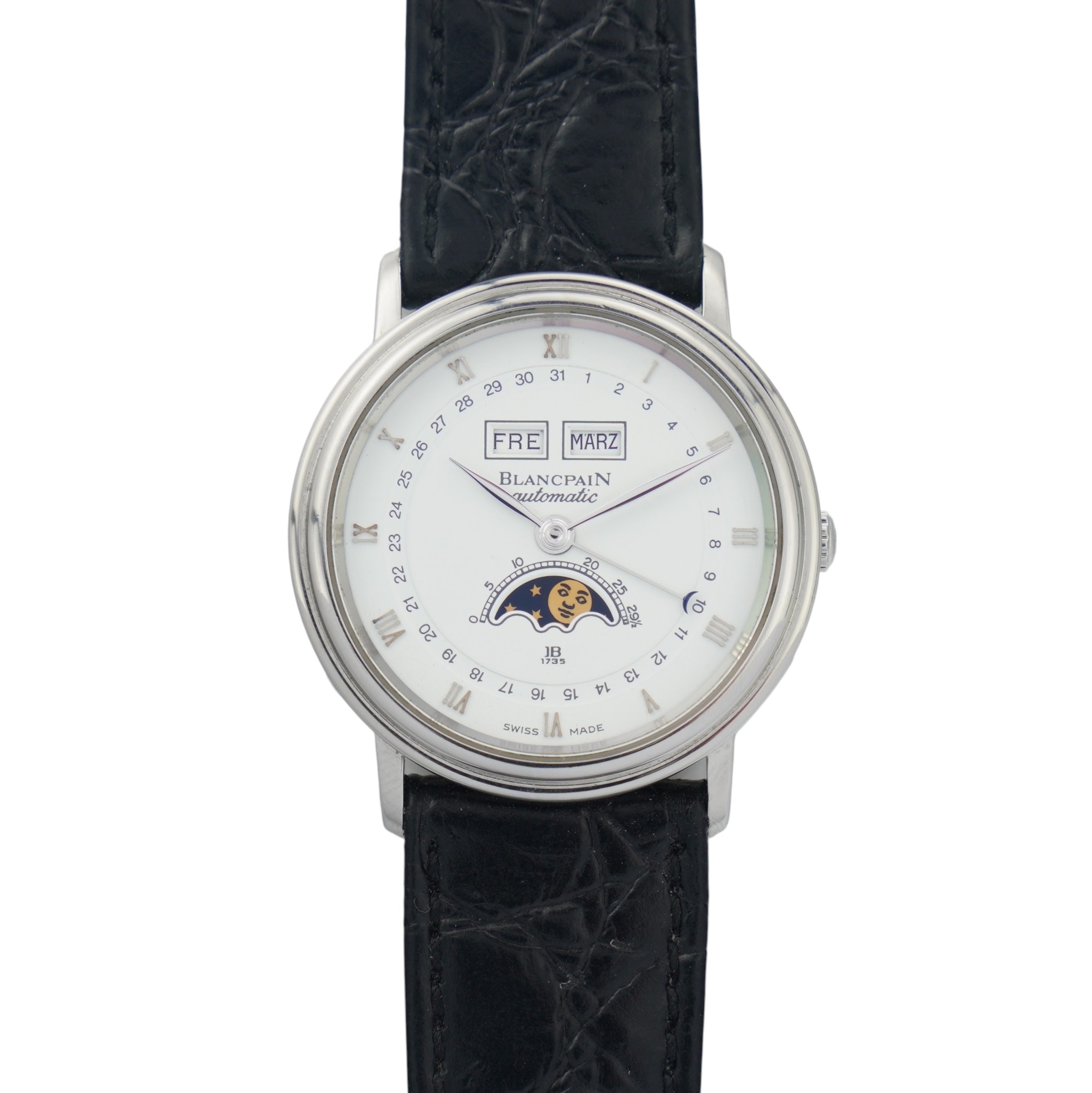 Blancpain Villeret 6595 ‘ Quantième complet’ with 34mm steel case, triple calender and moonphase from the 1990s