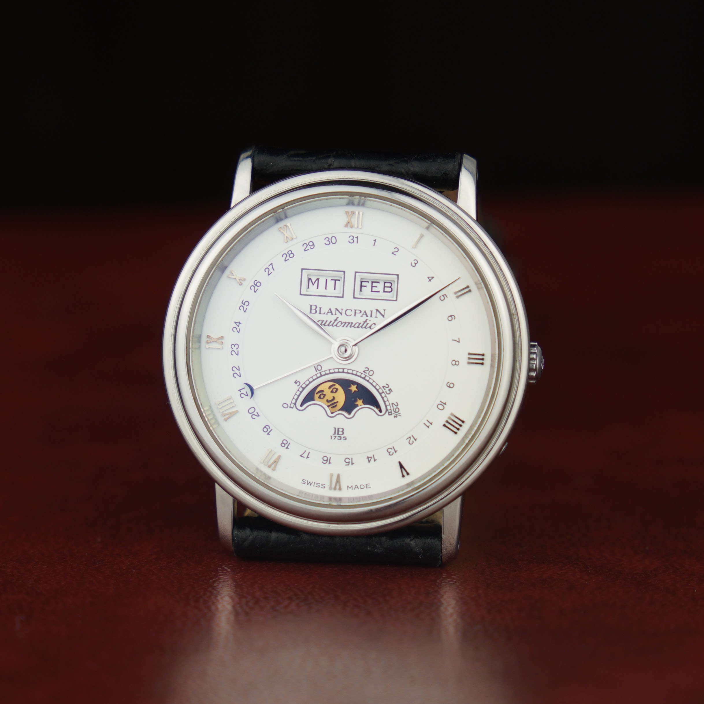 Blancpain Villeret 6595 ‘ Quantième complet’ with 34mm steel case, triple calender and moonphase from the 1990s