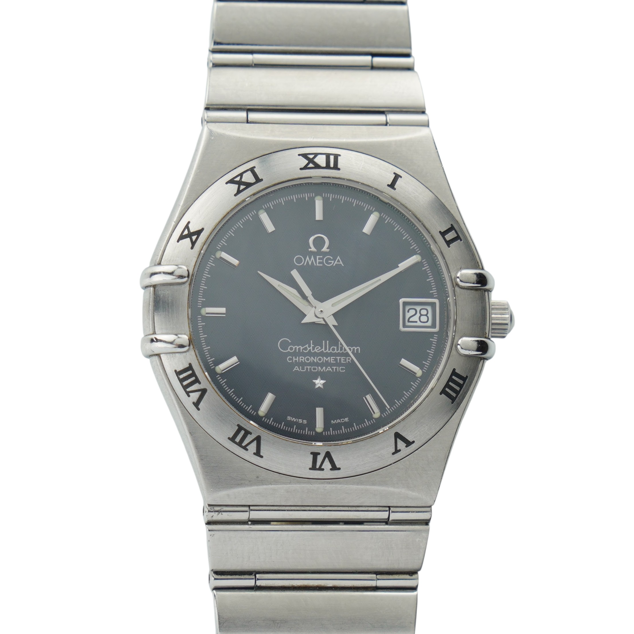 Omega Constellation ref. 368.1201 from 1999. 36mm steel case, dark grey linen dial and cal.1120 movement.