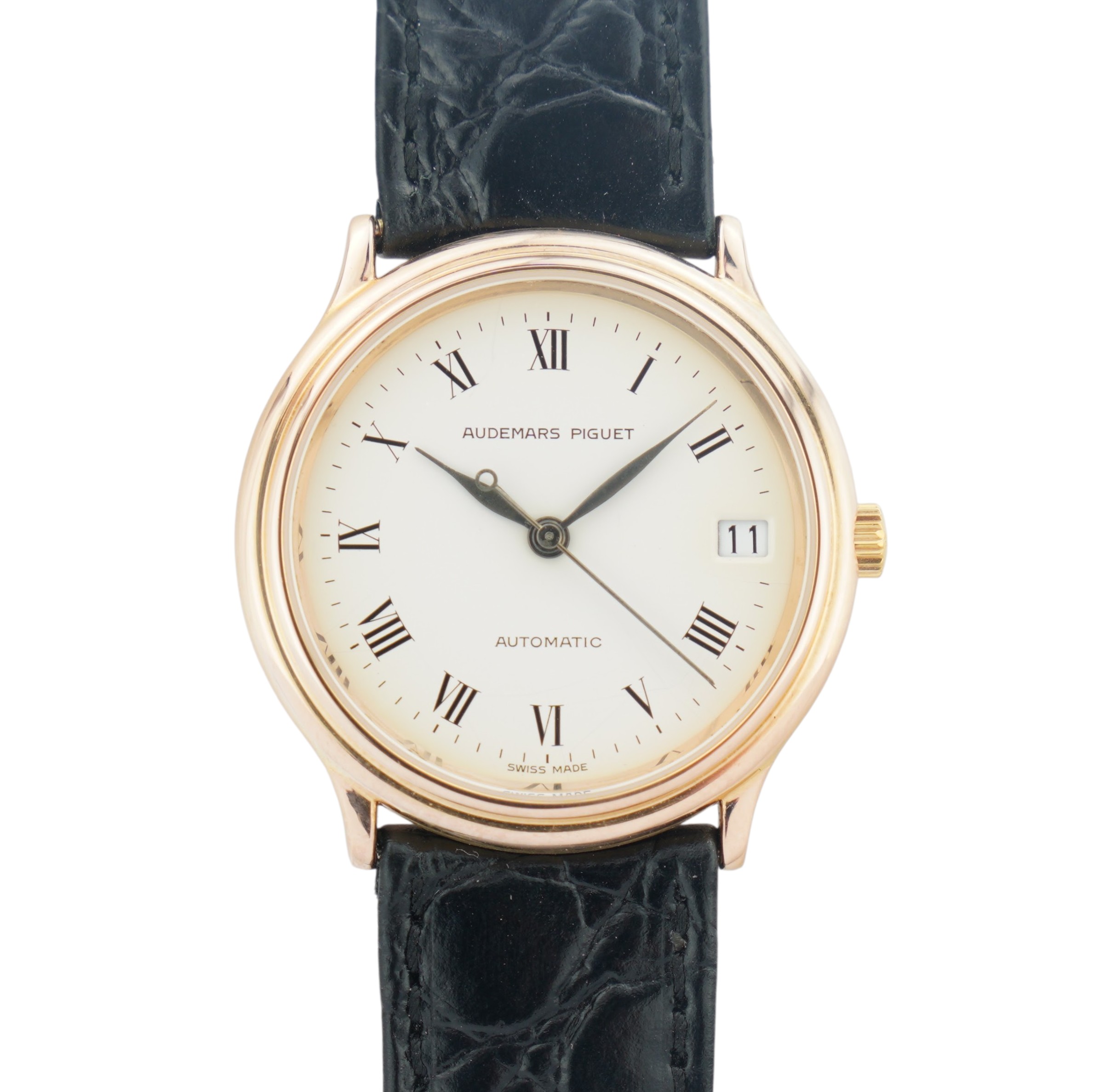 Audemars Piquet ref. 14406BA. from 1990s with 33,2 mm yellow gold case, cream coloured enamel dial and  cal. 2125 movement.