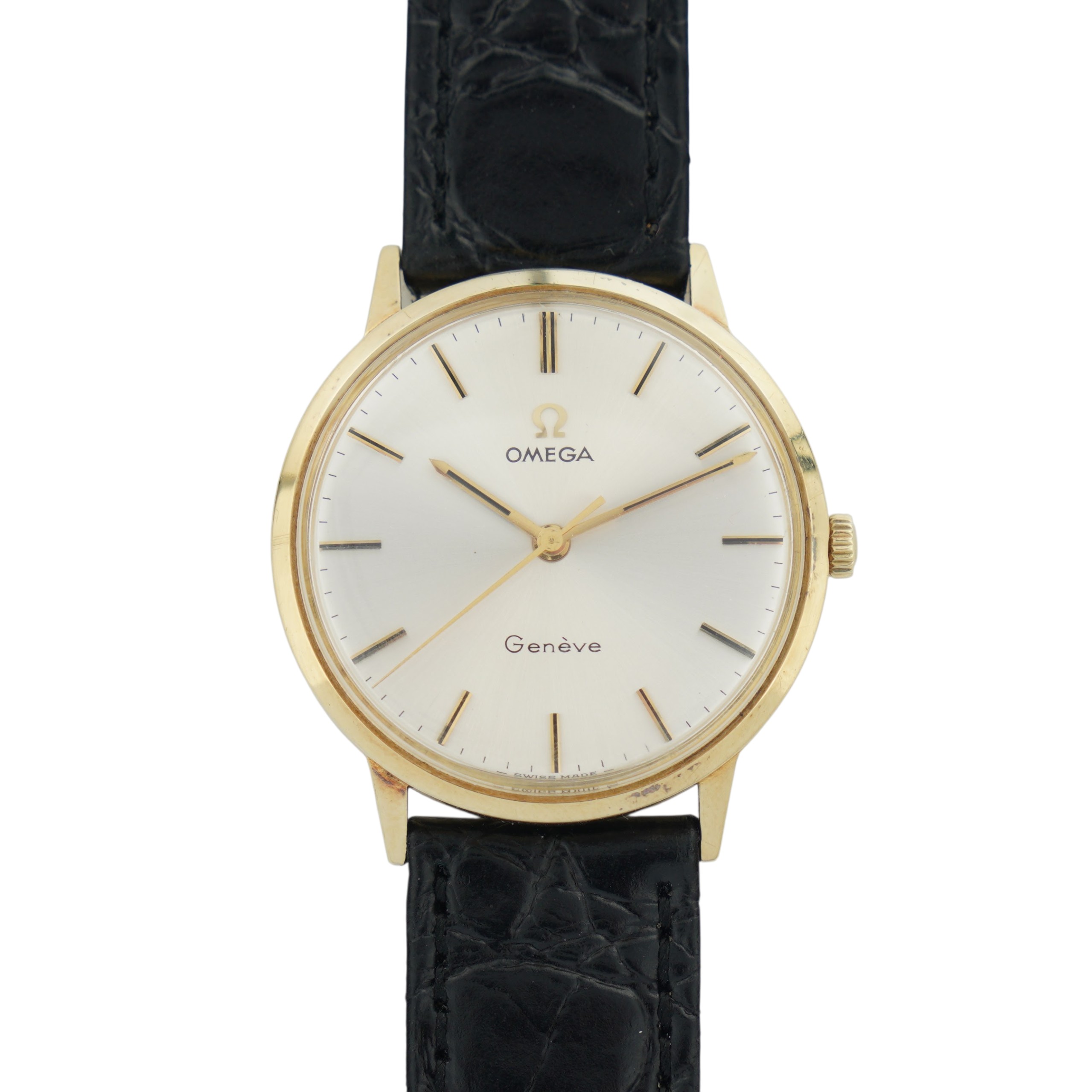Omega Genève 131.041 from 1970. 33mm 14k gold case, silver-white  dial and cal. 601