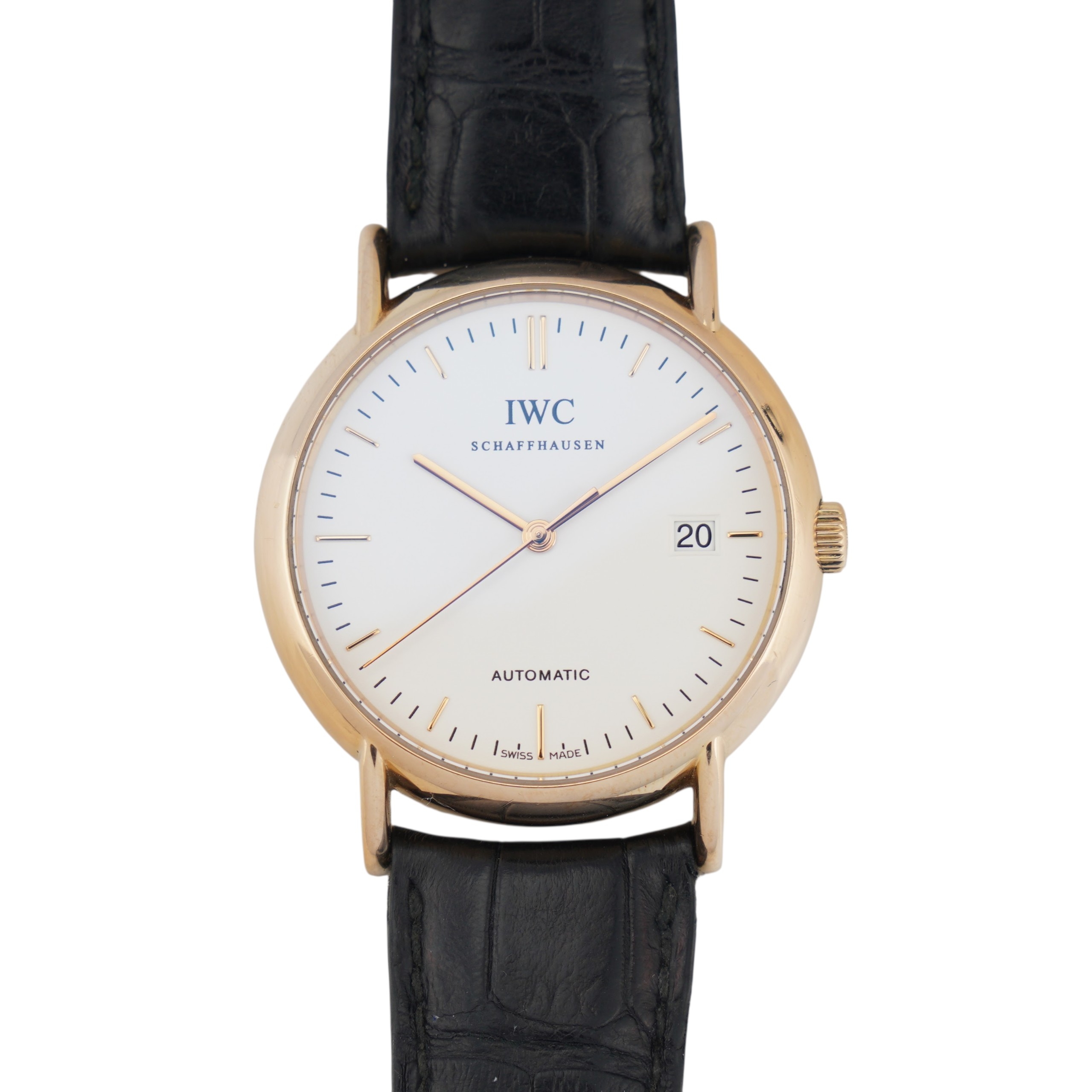 IWC Portofino 353321 from 2007 with 38mm 18k gold case, white dial, automatic movement and box & papers.