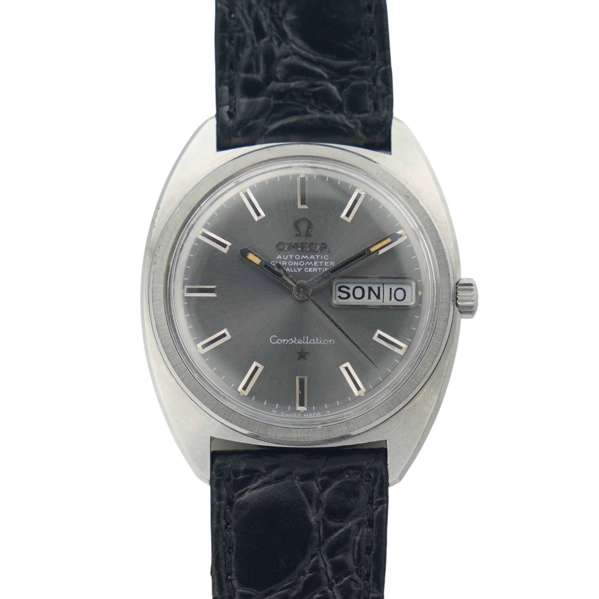 Omega Constellation 168.019 day-date with c-shape case and grey dial with from 1968
