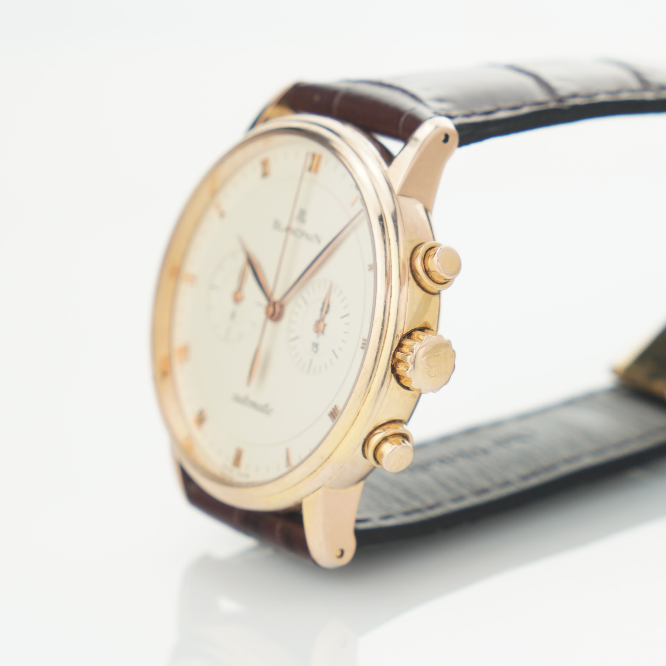Blancpain Villeret chronograph 4082-3642-55 with 40mm 18k rose gold case from circa 2010. - Image 7