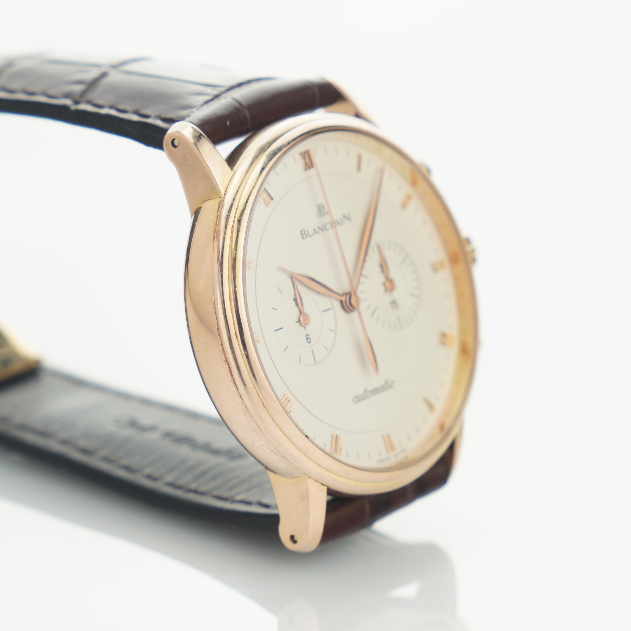 Blancpain Villeret chronograph 4082-3642-55 with 40mm 18k rose gold case from circa 2010. - Image 8